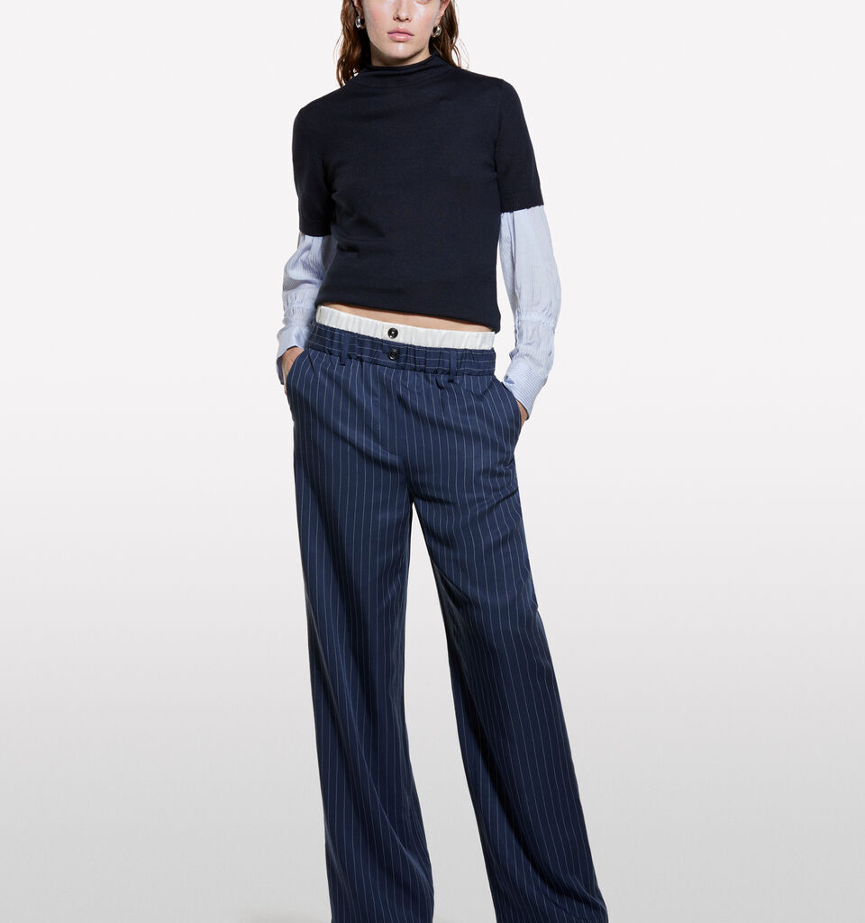 Maglia blu scuro a mezze maniche - maglie collo alto da donna - Blu Scuro | Sisley image number 1
